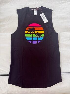 MR TURK Black Rainbow Pride Muscle Tank Top - Small